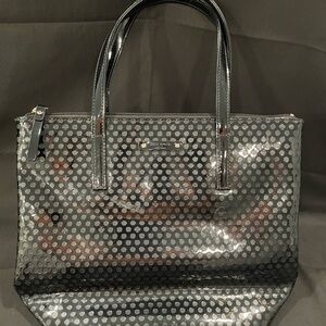 Kate Spade Black Geometric Textured Tote Bag